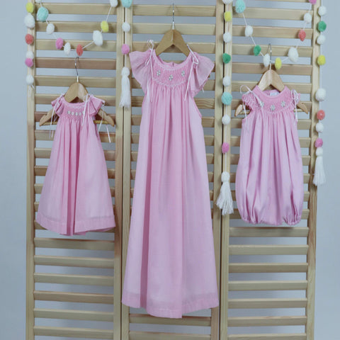 Pastel Pink Matching Sister Dresses, Bishop Dresses, Smocked dresses, Baby dresses, Girl Dresses,  Pink Smocked Dresses