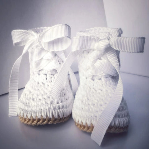 Baby Boy  Botties Shoes Crochet, Baptism Shoes, Christening Shoes, Ivory and White