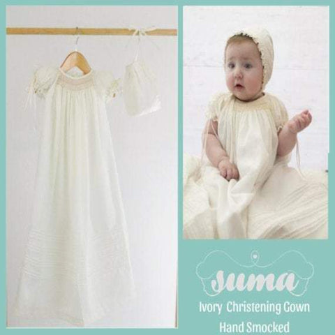 Christening Gown girl, Cotton Baptism Gown, Girls Baptism Dress, Dedication Dress,  Ivory,  Long Christening Gown,  Free Personalization
