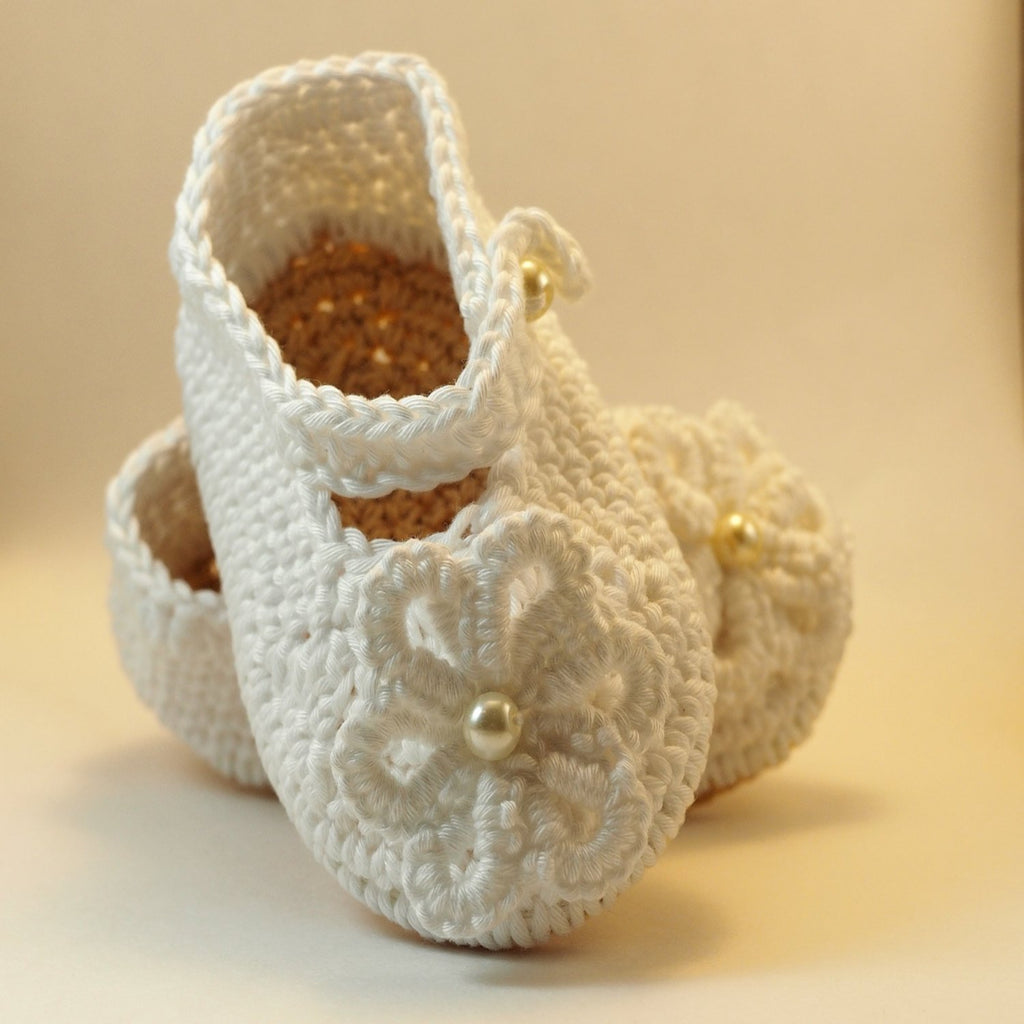 White or Ivory Shoes Baby Girl Crochet , Christening Shoes, Baptism  Blessing shoes, Baby Shoes