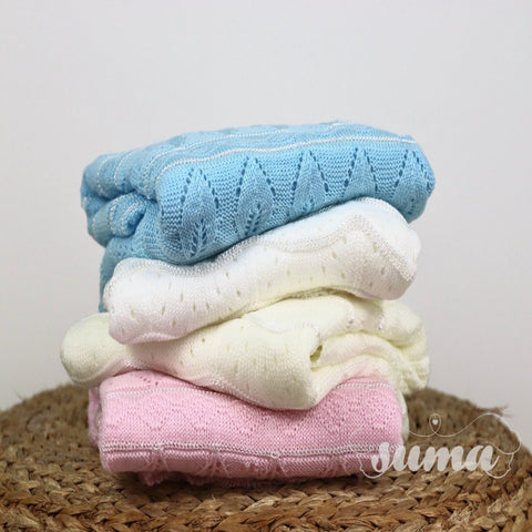 Knitted Baby Blanket, Baby Shower, Newborn Gift, Nursery Blanket, Cozy, Gift for New Mom, White, Ivory, Pink , Blue 40