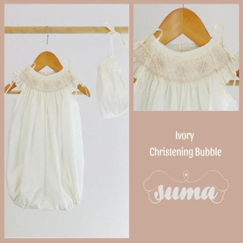 Ivory Bubble Christening Baptism Romper Baptismal Outfit