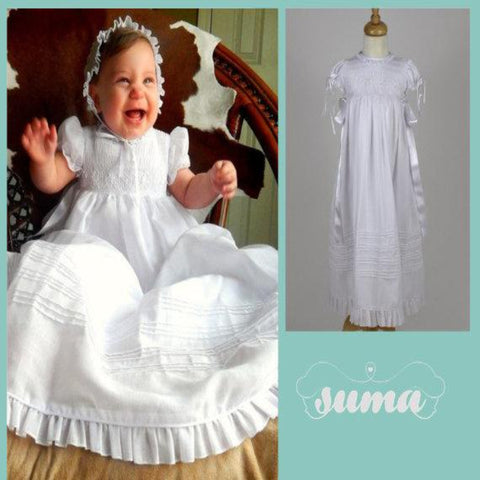 Christening Gown Girls Baptism Gowns Blessing Dresses with hat/bonnet  size 3, 6, 12, 24M #christeninggowns free Personalization
