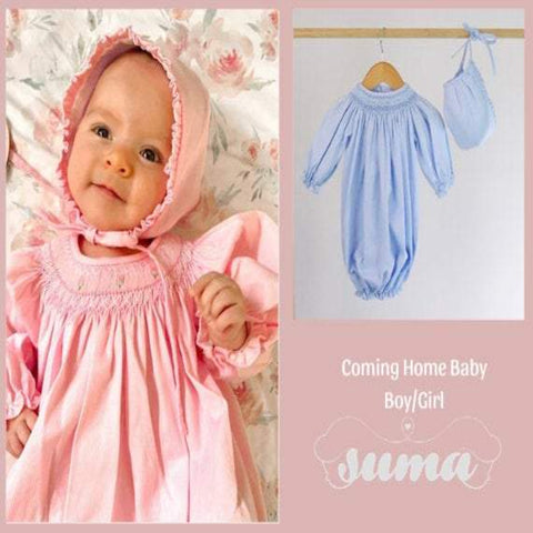Coming Home  Baby Girl / Boy Gown,  Smocked Newborn Outfit, Baby Shower Gift, Coming Home  Baby Hospital Outfit First Photoshoot Outfit Baby