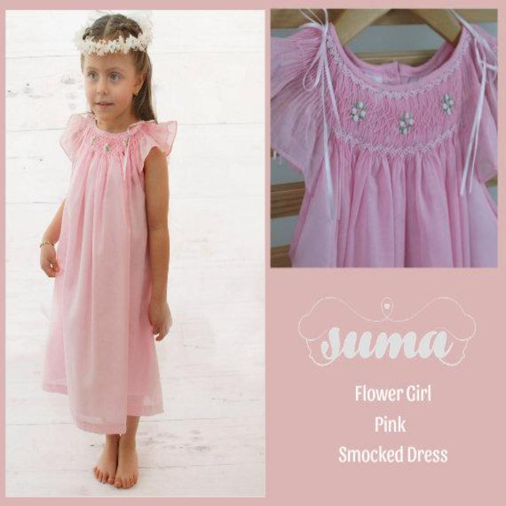 Flower Girl Pastel Pink Matching Sister Dresses, Bishop Dresses, Smocked dresses, Baby dresses, Girl Dresses,  Pink Smocked Dresses