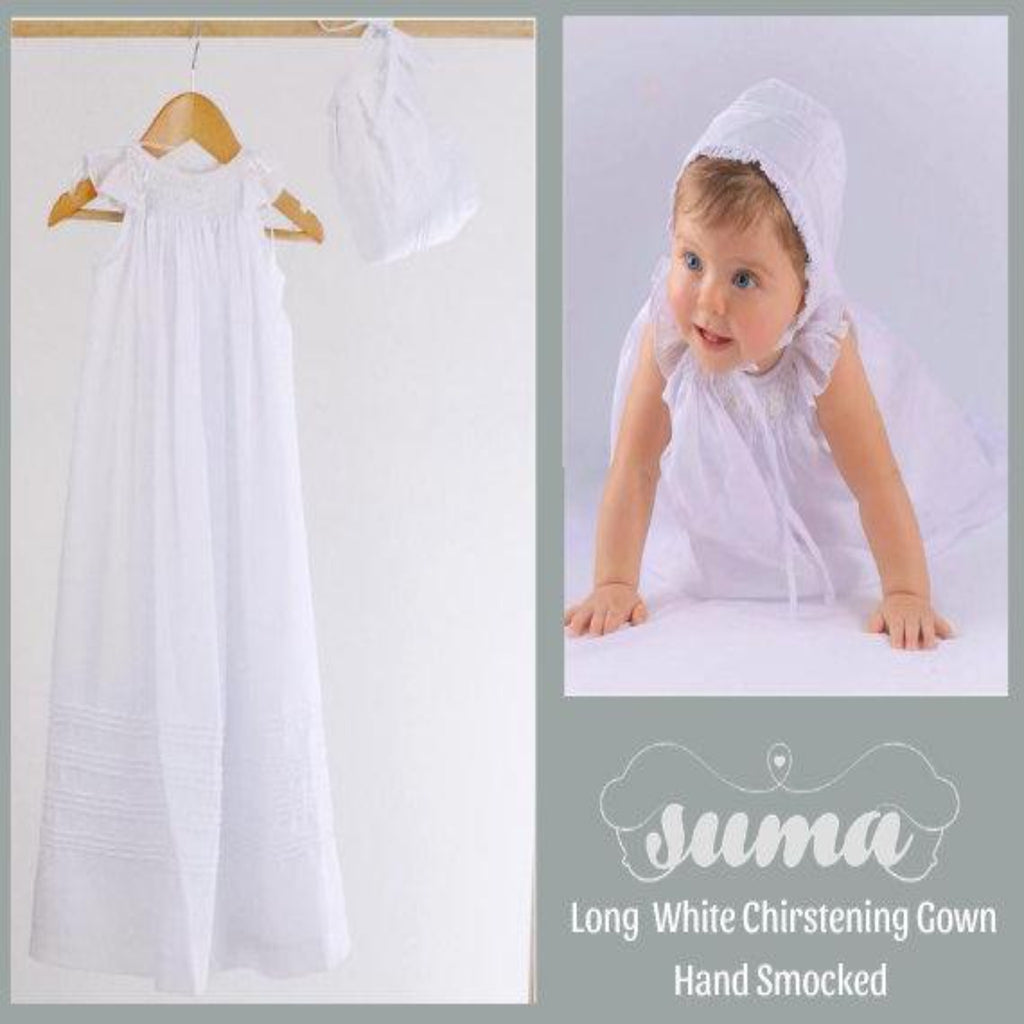 Long Baby Girl Christening Gown Baptism Gown White Cotton  Blessing Dress Free  Personalization