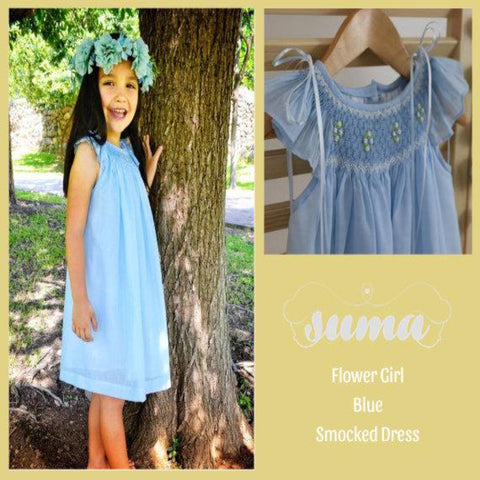 Flower Girl Pastel Blue Matching Sister Dresses, Flower Girl Dresses, Smocked dresses, Bishop Dress, Baby Dresses, Girl Dresses